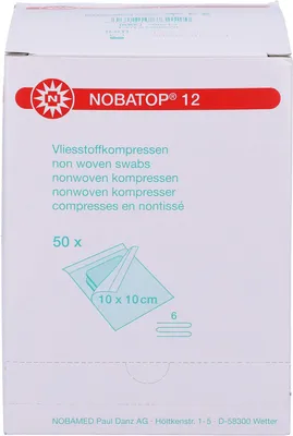 Obrázek produktu pro NOBATOP 12 10x10CM 5 STERILE KOMPRESSEN PRO SET, 50X2 St COM