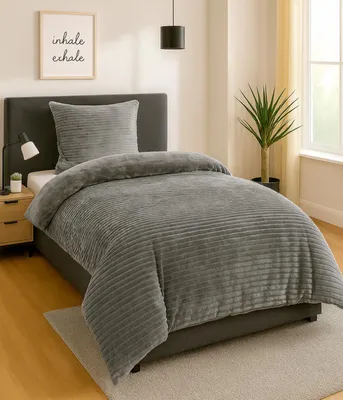 Produktbild von Heimtexland Winter Bettwäsche Cord kuschelig weich und warm Cashmere Touch Wende Bettbezug 80x80 I 135x200 Super Soft temperaturausgleichend atmungsaktiv  Teddy Plüsch Kord Typ768 Anthrazit
