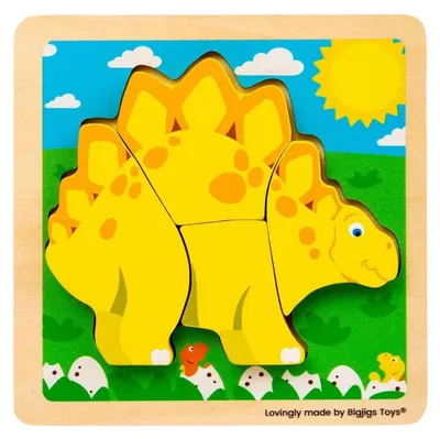 Image de Puzzle en bois Bigjigs « Stégosaure » - 4 pièces