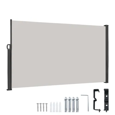 Obrázek produktu pro XINZI boční markýza, výsuvná, ochrana před větrem a zraky, kovový rám, snadná instalace, pro balkon a terasu, 200 x 300 cm, šedá