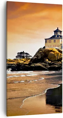 Produktbild von Bild auf Leinwand - Leinwandbild - Felsen Meer Sonnenuntergang Architektur - 55x100cm - Wand Bild - Wanddeko - Leinwanddruck - Bilder - Kunstdruck - Leinwand bilder - Wandkunst - PA55x100-1179