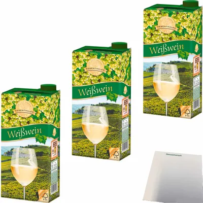 Produktbild von Rebenthaler Weißwein Tetra-Pak 9,5% Vol 3er Pack (3x1l Pack) + usy Block