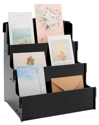 Productafbeelding van TRANKIELO® - 3-Tier Acryl Organisator voor Wenskaarten en Comicboeken – Draagbaar, Stevig en Veelzijdig