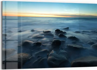 Produktbild von DEQORI Glasbild Echtglas 90x60 cm 'Meeresgeflüster' Wandbild Bild modern Deko
