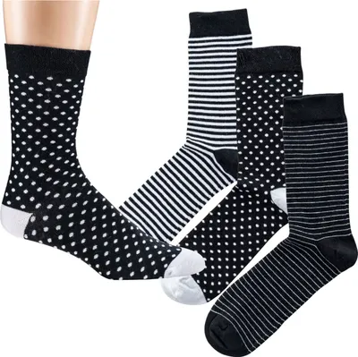 Produktbild von 3 Paar bunte Socken mit verschiedenen fröhlichen Motiven viel Baumwolle 39/42 black&white Damensocken Mädchensocken