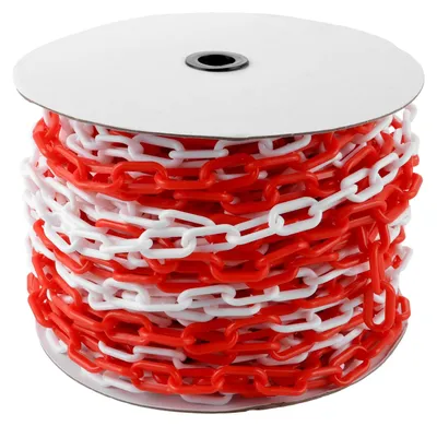 Absperrkette 50 m, 6 mm, rot-weiß, Kunststoff