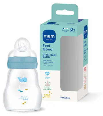 Obrázok produktu pre Sklenená fľaša Feel Good „Wal“ 170 ml 0+