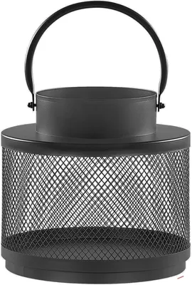 Obrázek produktu pro BELIANI Lucerna černá kovová 19 cm minimalistický svícen industriální styl designový doplněk