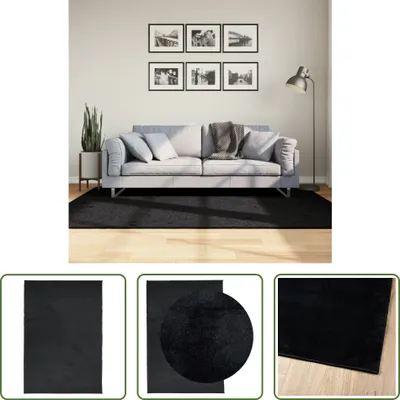 Produktbild von The Living Store Teppich OVIEDO Kurzflor Schwarz 140x200 cm