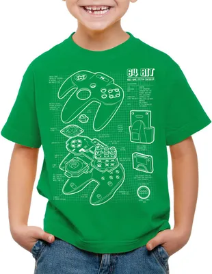 Produktbild von style3 N64 Controller Blaupause Kinder T-Shirt 64-Bit Videospiel