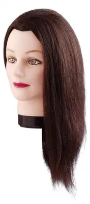 Immagine prodotto di Comair, manichino da parrucchiere, modello Emily, 35 cm, colore marrone, capelli naturali. Manichino per esercitazioni e formazione