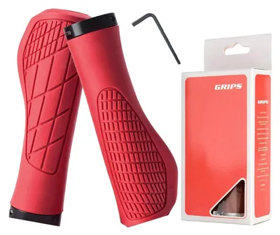 Immagine prodotto di Manopole antiscivolo per bicicletta con blocco in alluminio, colore rosso, lunghezza 133 mm, compatibili con manubri da 20-22 mm