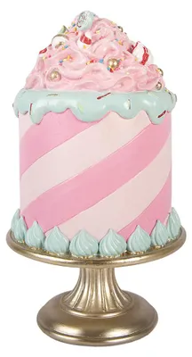 Immagine prodotto di Clayre & Eef Figurina decorativa a forma di torta Ø 17x29 cm in plastica rosa