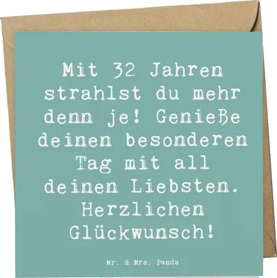 Produktbild von Mr. & Mrs. Panda Grußkarte Spruch 32. Geburtstag - Meeresbrise - Geschenk, Glückwunschkarte, freunde, Klappkarte, Geburtstagsgeschenk, besondere Geschenke, unvergesslich
