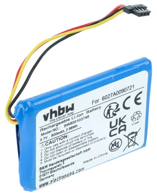 Produktbild von vhbw Akku kompatibel mit TomTom 4ET0.052.01, 4EF0.017.00, 4EF00, 1EF0.017.03, 1ET0.052.09 GPS Navigation Navi (800 mAh, 3,7 V, Li-Ion)