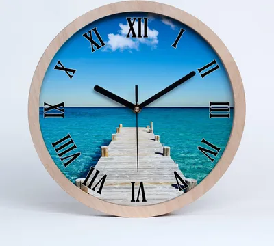 Produktbild von Holzuhr 25fi cm wanduhr - schwarze Spitzen - Holzsteg