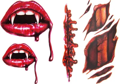 Produktbild von Oblique Unique Temporäre Tattoos Horror Halloween Klebetattoos Wunden Mund - 4 Motive