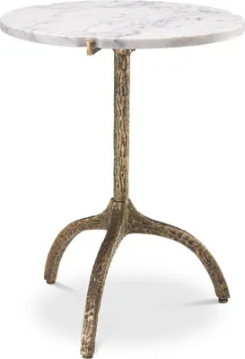 Produktbild von Casa Padrino Luxus Beistelltisch Vintage Messingfarben / Weiß Ø 45 x H. 58,5 cm - Messing Tisch mit Marmorplatte - Wohnzimmer Möbel - Luxus Möbel