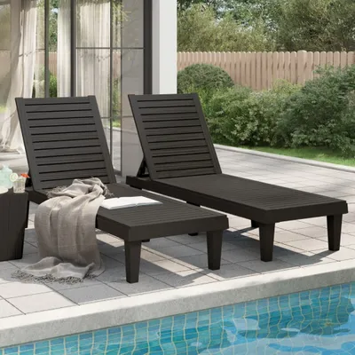 Produktbild von vidaXL Sonnenliegen 2 Stk. Schwarz 155x58x83 cm Polypropylen