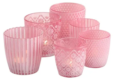Produktbild von Windlicht Patty 3 sortierte Varianten à 2 Stück entspricht 1 Set 7-9 cm Kerze Pink Rosa Skandinavisch