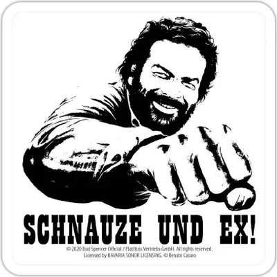 Produktbild von Bud Spencer Bierdeckel aus Blech Schnauze und Ex 10 x 10 cm