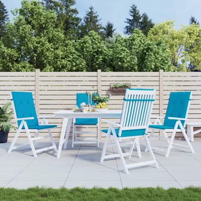 Image de Maison Exclusive - Coussins pour chaises de jardin à dossier haut, 4 pièces, bleu, 120 x 50 x 3 cm, tissu