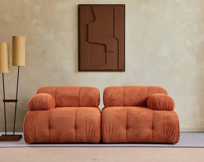 Produktbild von Hanah Home, Petite 2 - Orange, 2-Sitzer-Sofa, BUCHENHOLZ / SPANPLATTEN, Orange, 190 x 95 x 75 cm