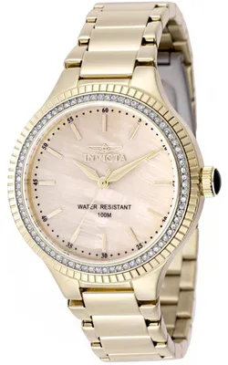 Zdjęcie produktu dla Invicta Angel 50646 Zegarek damski - Mechanizm kwarcowy - Stal nierdzewna z złotą tarczą - 38 mm