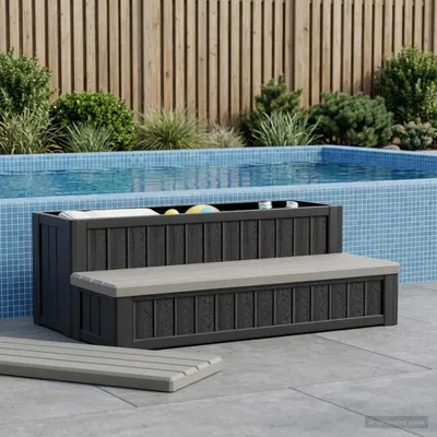 Produktbild von Möbel Whirlpool-Treppe mit Stauraum 2-stufig Braun und Grau PP - Poolzubehör CC1435