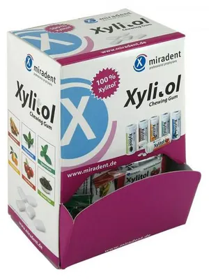 Produktbild von Set 200x Kaugummi, Miradent, Xylitol, für die Zahnpflege bei Kindern, 6 Geschmacksrichtungen