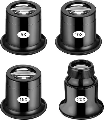 Produktbild von Famanu Lupe Set 4 Stück mit 5x, 10x, 15x und 20x Vergrößerung - Schwarz