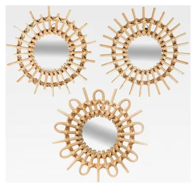 Produktbild von Set aus 3 Sonnenspiegeln - Rattan D 28 cm - Beige