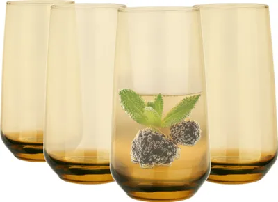 Produktbild von GLASMARK® honigfarbenen transparenten Gläser 4-Set 430ml Große 4 Stück Longdrinkgläser transparent Saft und Cocktail Party Trinkglaswaren Saftgläser Trinkgläser für Wasser - Hochwertige Qualität - ein