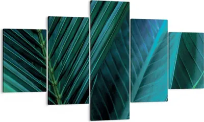Produktbild von Bild auf Leinwand - Leinwandbild - 5 Teile - Blatt Tropen Grün - 125x70cm - Wand Bild - Wanddeko - Wandbilder - Leinwanddruck - Bilder - Wanddekoration - Leinwand bilder - Wandbild - EA125x70-5071