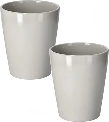 Produktbild von KOTARBAU® 2er Set Keramik Blumentopf Übertopf für Orchideen H 150mm ⌀ 120 mm Grau