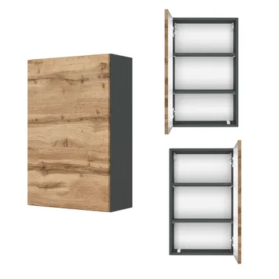 Produktbild von Hängeschrank Badmöbel 40 cm LAURIA-03 in Graphitgrau mit Wotaneiche Nb., BxHxT: ca. 40x64x20 cm