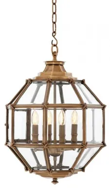 Image de Casa Padrino Luxus Laterne - Lampe à suspendre de luxe en laiton diamètre 43 x H 63 cm