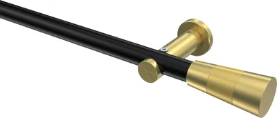 Produktbild von Interdeco Gardinenstange / Vorhangstange Schwarz / Messing-Optik, Typ Platon Tanara (Konus) ohne Ringe, 20 mm Ø 1-läufig, 320 cm