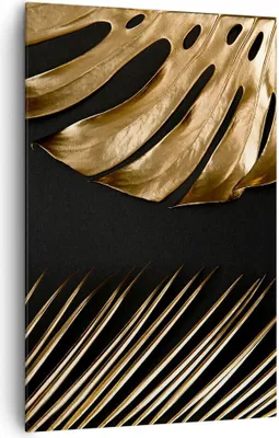 Produktbild von Bild auf Leinwand - Leinwandbild - Einteilig - Golden Blatt Monstera - 80x120cm - Wand Bild - Wanddeko - Wandbilder - Leinwanddruck - Wanddekoration - Leinwand bilder - Wandbild - PA80x120-5028