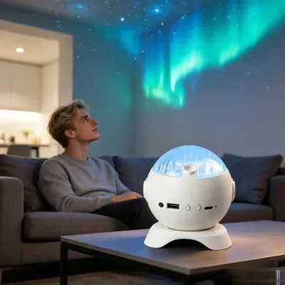 Produktbild von Bluetooth Lautsprecher Lampe Nordlicht Sternenhimmel Projektor Musiklampe Stimmungslicht Geschenk