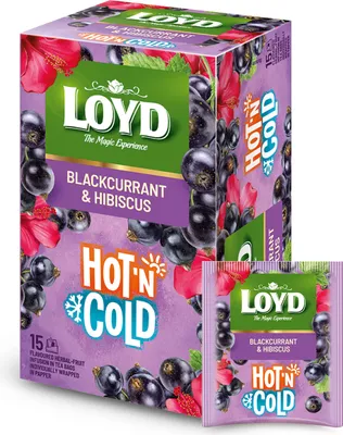 Zdjęcie produktu dla Loyd Hot’N Cold - Porzeczka i Hibiskus - Ekspresowa Herbata Owocowa na Zimno i Ciepło - 15 torebek, 30g