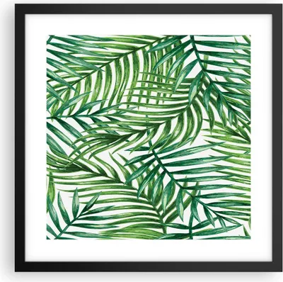 Produktbild von Gerahmtes Poster - Schwarzer Rahmen - Palme Blatt grün - 40x40 cm - Wand Bild - Wanddeko - Wandbilder - Kunstposter - Wandposter - Bilderrahmen - Bilder - Kunstdruck - Wandbild - P2BAC40x40-3777