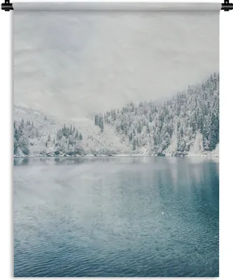 Produktbild von MuchoWow® Wandteppich Wandbehang Winter - Wasser - Schnee 120x160 cm Tapisserie Dekoration Wandtuch - Wohnzimmer - Moderne