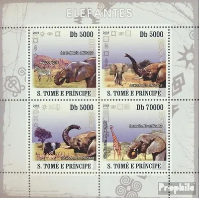 Produktbild von Briefmarken Sao Tome e Principe 2008 Mi 3420-3423 Kleinbogen (kompl.Ausg.) postfrisch Afrikanischer Elefant