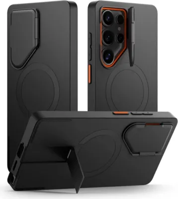 Image de Housse de téléphone portable avec cache-caméra pour Galaxy S25 Ultra, Tech-Protect Polyamide Aura avec MagSafe, noir