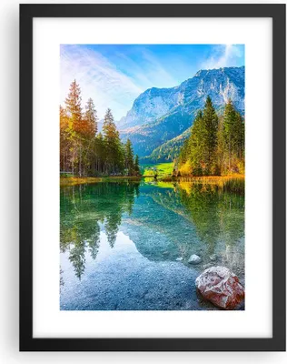Produktbild von Gerahmtes Poster - Schwarzer Rahmen - Landschaft Berge Morgendämmerung - 30x40 cm - Wand Bild - Wanddeko - Wandbilder - Kunstposter - Wandposter - Bilderrahmen - Bilder - Kunstdruck - P2BPA30x40-4456