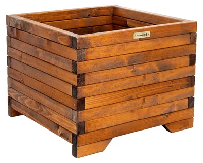 Produktbild von Blumenkasten Holz - Blumenkübel Outdoor - 50x50cm LxBxH - Pflanzkübel Rechteckig Groß Außen - Pflanzkasten für Terrasse, Balkon - Timber Palisanderbraun