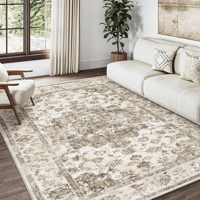 Obrázek produktu pro Koberec do obývacího pokoje, vintage styl, 160x230 cm, hnědý, omyvatelný, polyester, obdélníkový
