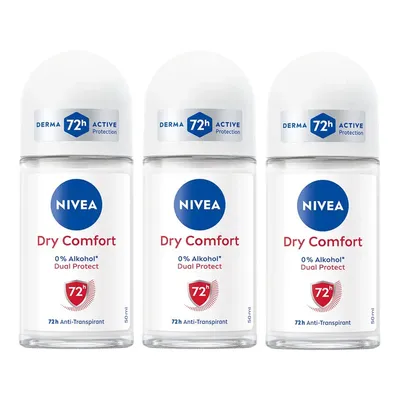 Produktbild von Nivea Deo Dry Comfort Roll On 72h Anti Transpirant Schutz 50ml 3er Pack