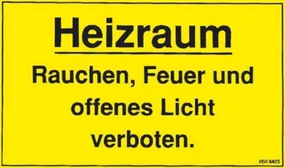 Produktbild von Hinweisschild - Heizraum Rauchen Feuer ...verboten - 25cm x 15cm - Sicherheit - 308403